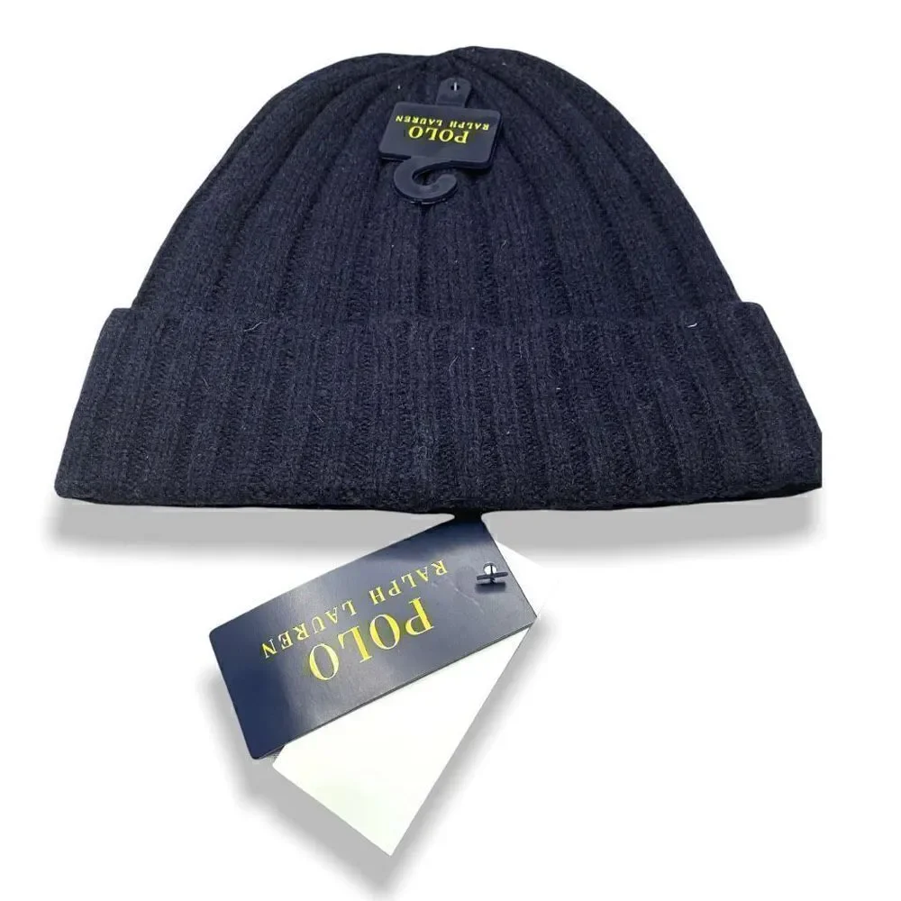 Polo Ralph Lauren Mens Signature Wool Cuffed Beanie Blue Red One Size (b) New